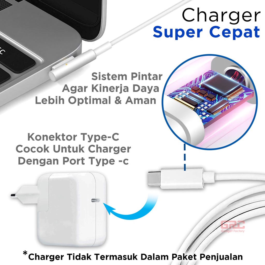 Kabel Charger Macbook USB C Type C to Magsafe 1 L Type Power Cable