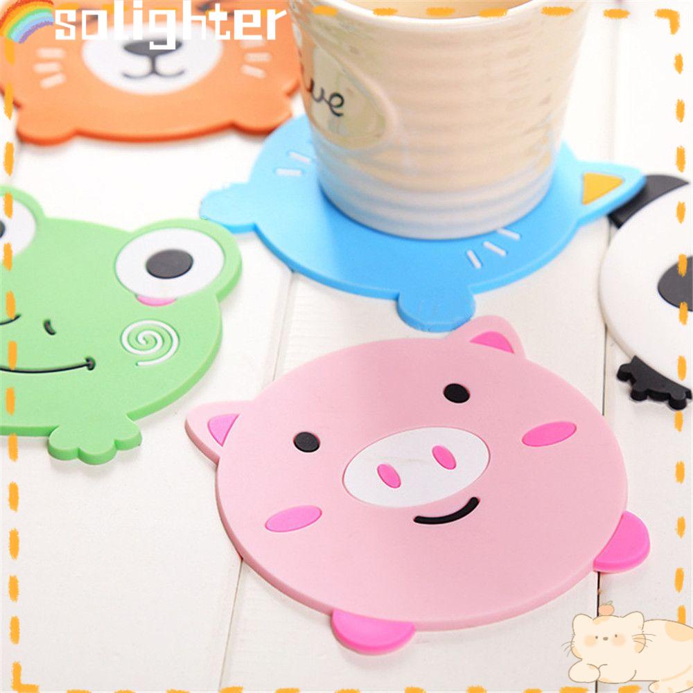 Solighter Silicone Coaster Cute Pad Hewan Aksesoris Dapur