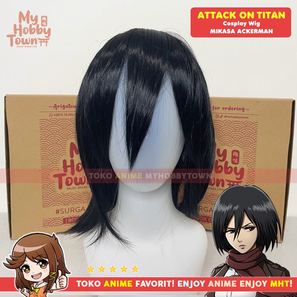 Wig MCoser Black 35 cm 365A - Attack On Titan - Mikasa Ackerman