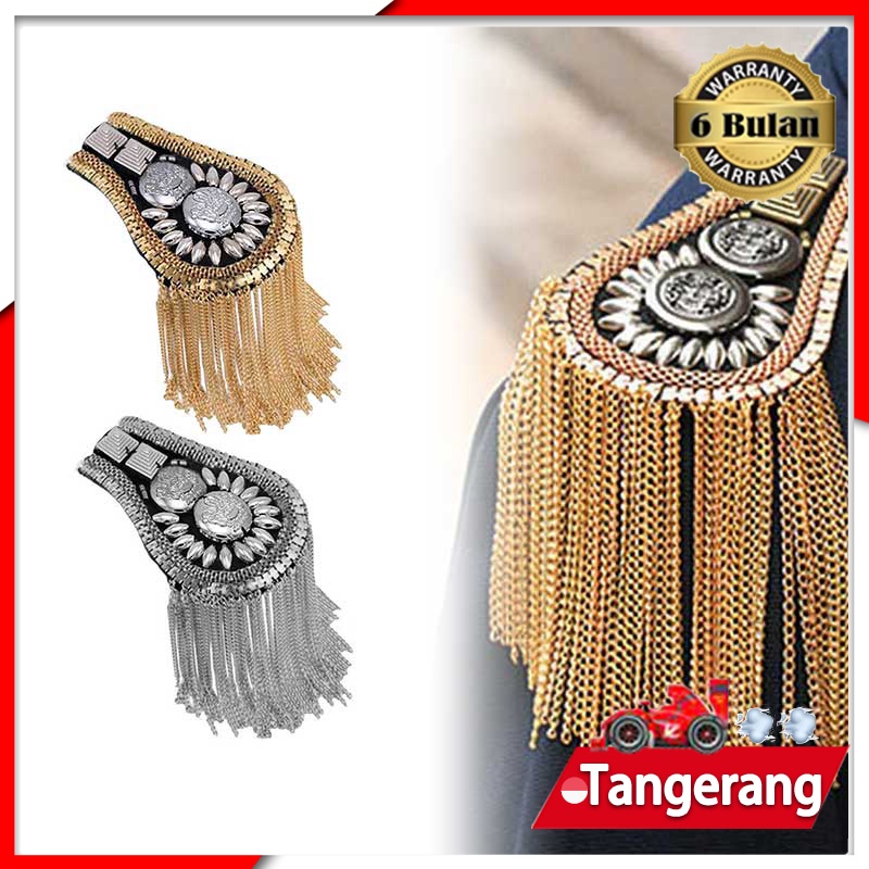 1pc Bahu Model Rumbai Rivet / Epaulet Tanda Pangkat Aksen Rivet + Rumbai Untuk Penyanyi / Panggung Gaya Vintage Punk