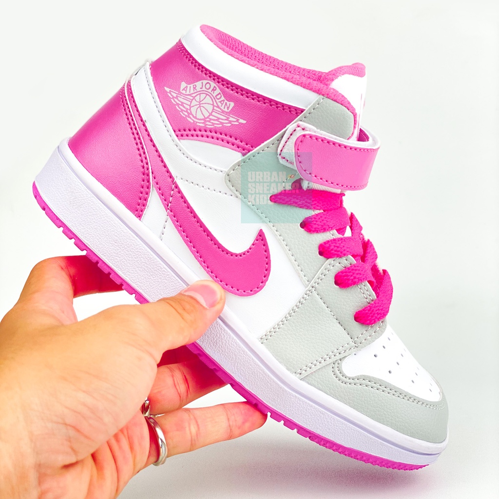 Sepatu Anak Perempuan Sneakers Import Warna Abu Pink Usia 3-10 Tahun - Urban Sneaker Kids