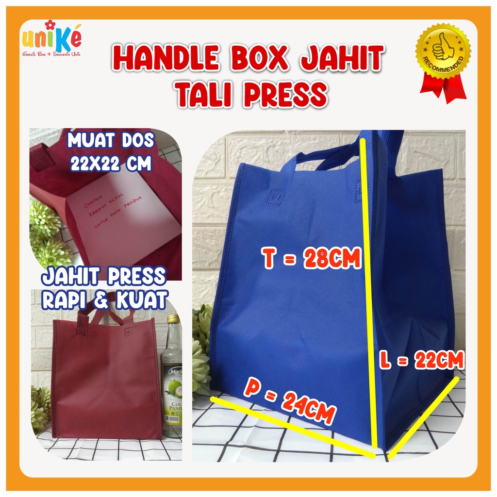 

Tas Spunbond Jahit Tali Press Box 22x22 Goodie Bag Nasi Kotak Goody Berkatan Shopping Bag Sembako Merchandise HBJ
