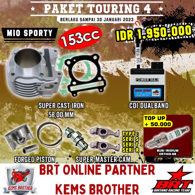 PAKET BRT MIO SPORTY MIO SMILE MIO SOUL NUVO TOURING 4 BOREUP 153CC