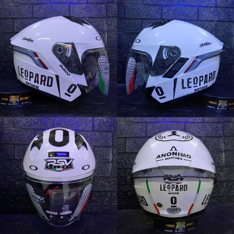 HELM RSV SV300 WHITE STIKER LEOPARD PAKET GANTENG