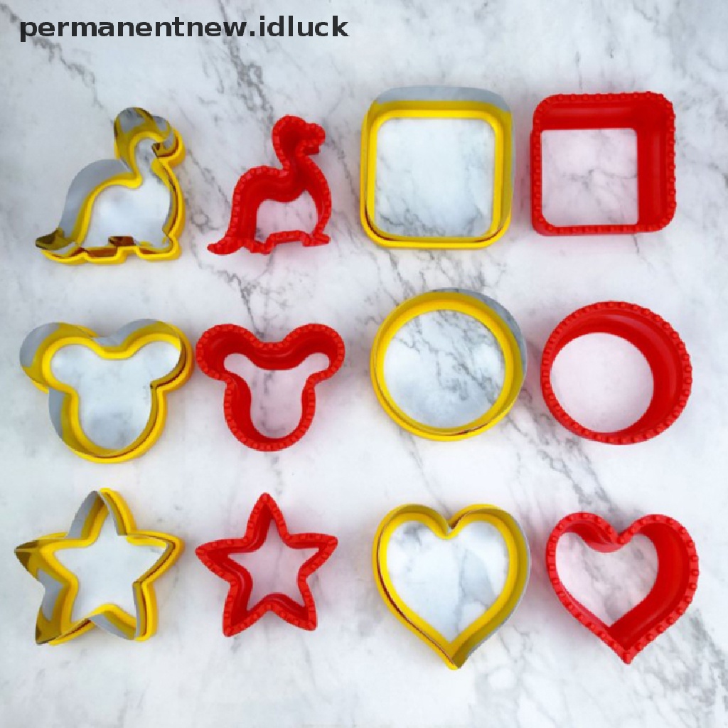 [luckypermanentnew] Pemotong Buah Untuk Makanan Anak Cookie Sandwich Mold Maker Dengan Bentuk Cetakan Roti Sayur Set Dapur Bento Tools [ID]