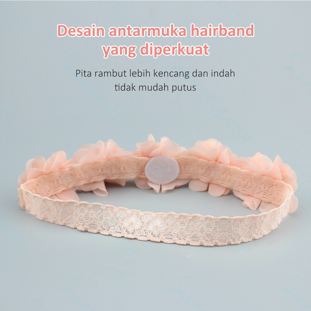 Sweetybayi Bandana bando bayi perempuan bunga Baby headband 0-3 tahun