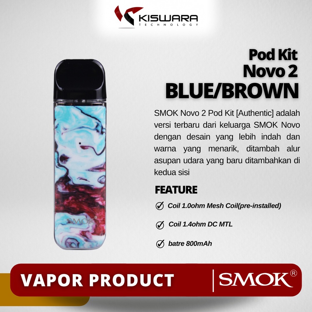 SMOK Novo 2 Pod Kit - BLUE/BROWN [Authentic] KiswaraBandung