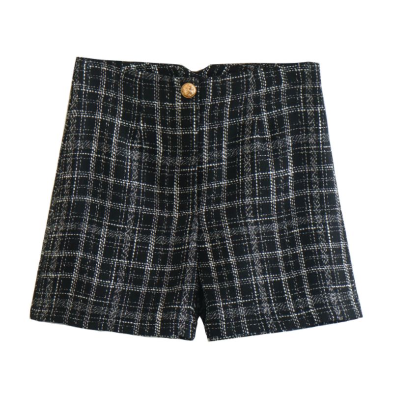 Black Plaid Short Pants Tweed 69257 (SALE)
