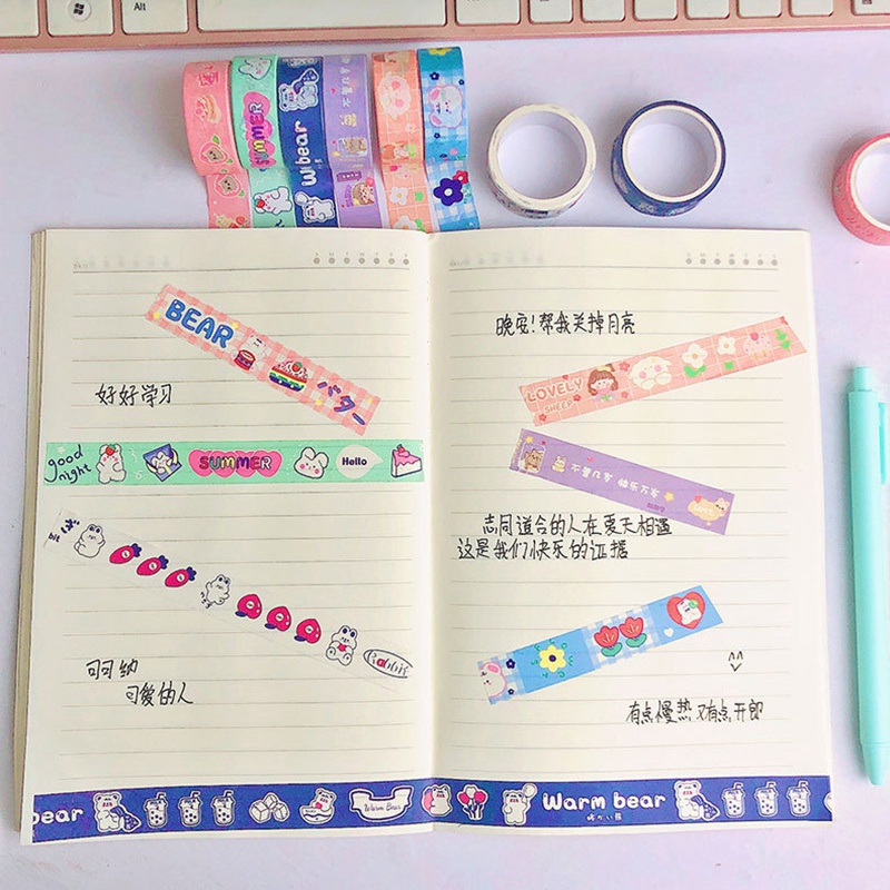 [Harga Grosir] 100cm Pita Perekat Hias Kantor Bahan Kertas Alat Tulis Kartun Beruang Scrapbooking Perlengkapan Stiker Tape Decorative Diary Untuk Anak Perlengkapan Sekolah