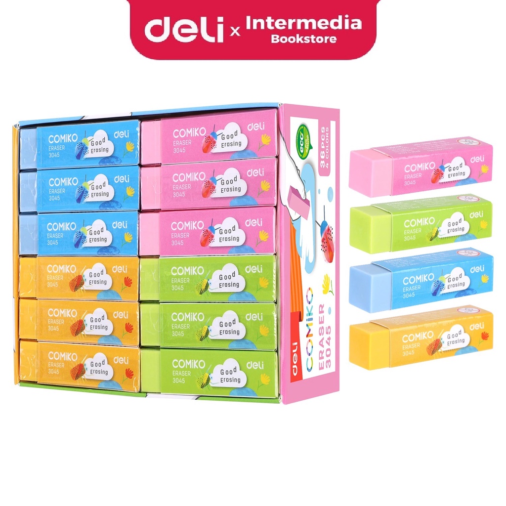 

Deli E3045 Penghapus Eraser POP Eraser 60 15 15mm 4C Merah muda biru hijau kuning
