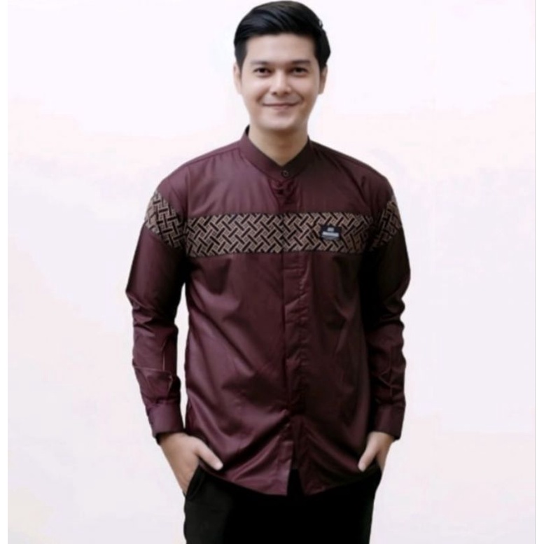 Baju Koko Pria Dewasa Lengan Panjang Motif Kobata Kombinasi Batik Terbaru