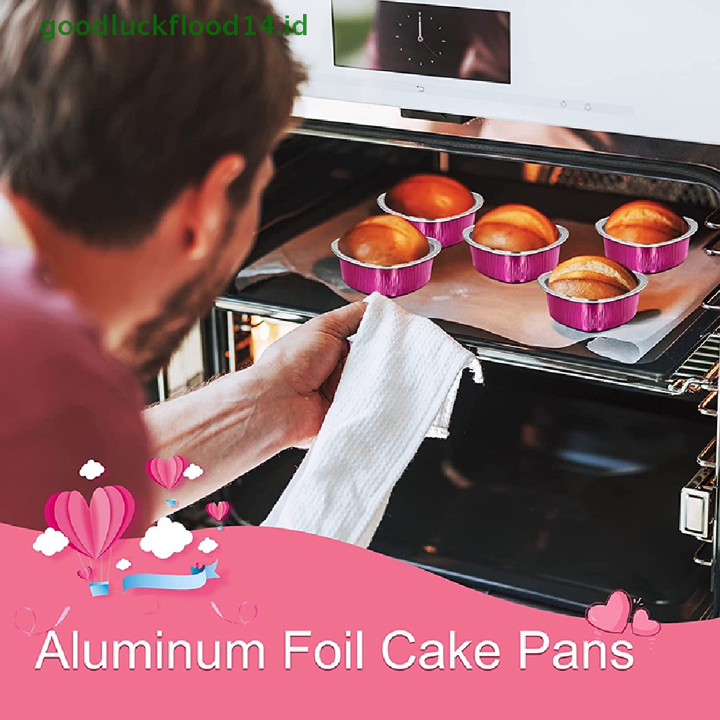 [GOOGFOUR] 10pcs Loyang Kue Aluminium Foil Bentuk Hati Cupcake Cup Dengan Tutup 3.4 Ons [TOP]