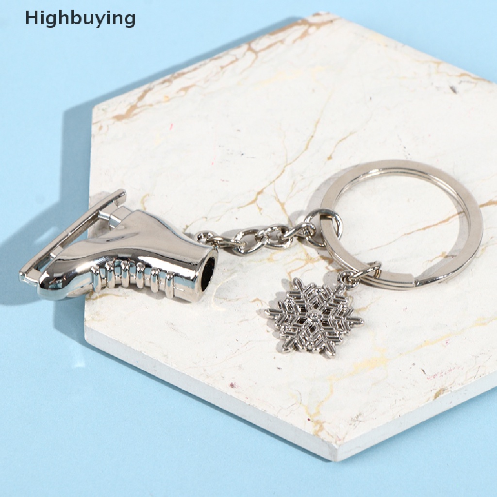 Hbid 1pc Silver Ice Skates Snowflake Pendant Key Ring Skag Gantungan Kunci Keychain Glory