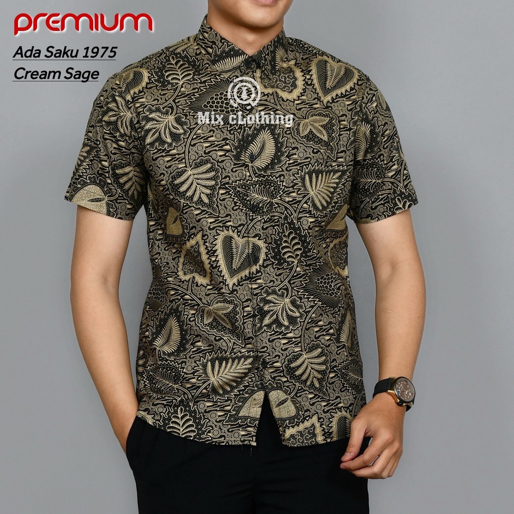 Baju Batik Pria Slimfit Kemeja Lengan Pendek Slim Premium Kode 1975