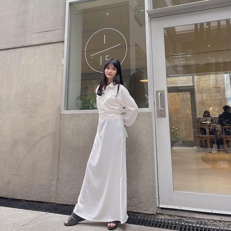 Long Dress Crepe Kimono Tali Kecil / Dress Crepe Kimono Korea Velvet