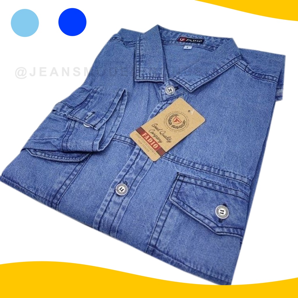 TERBAIK PROMO KEMEJA PANJANG CASUAL PRIA JEANS BIRU MUDA