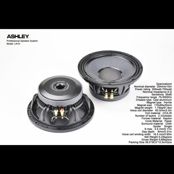 speaker ashley LN10 10inch 8ohm 16ohm original - LN10 8OHM