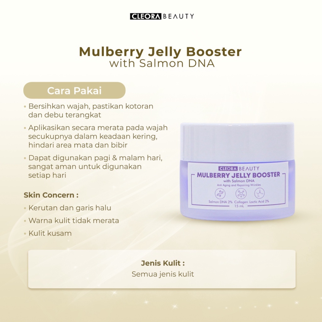 [ Agen Resmi ] Cleora Mulberry Jelly Booster With Salmon DNA - Moisturizer Gel Original BPOM