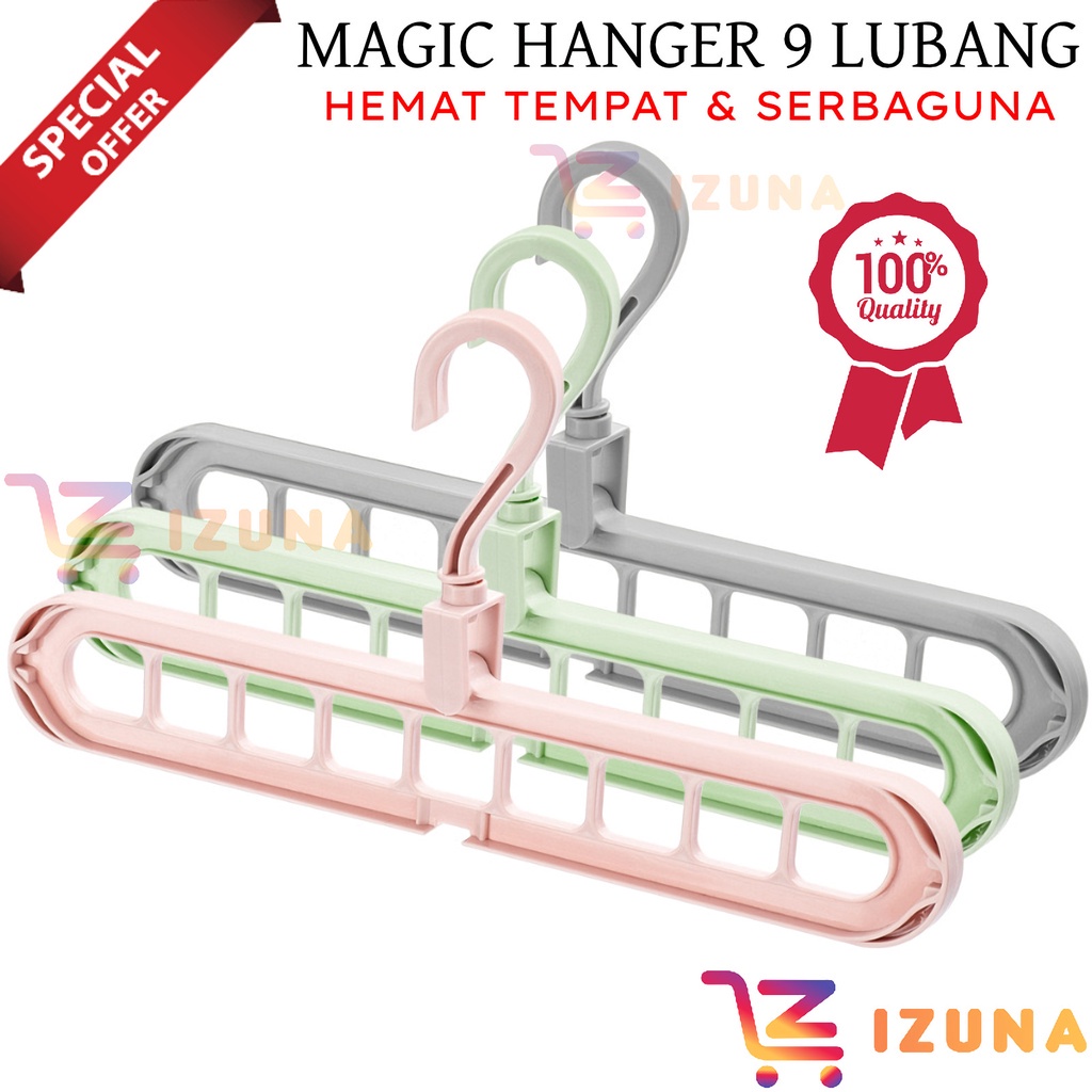 [IZUNA] Magic Hanger Baju 9 Lubang / Hanger Pakaian / Magic Hanger Wonder 9 Lubang