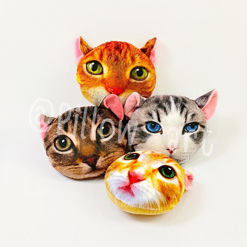 Pillowart - Bantal Boneka Kepala Kucing Bulat Size S - ART070