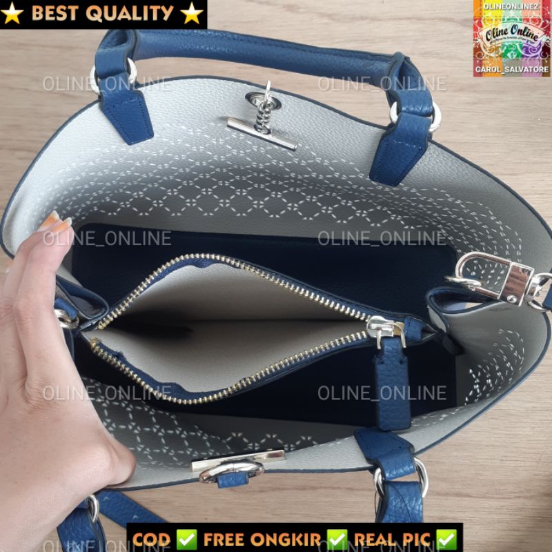 tas amara satchel bag bolong bolong laser cut logo small transparan gs top handle tali panjang talpan office pink beige navy electric blue black Readystock Cirebon ciayumajakuningan indramayu majalengka tegal jawabarat jawatengah fast delivery instan