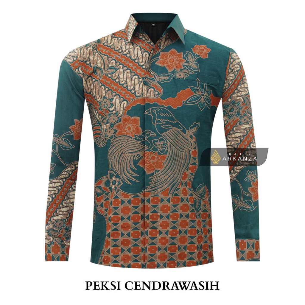 BATIK ARKANZA Motif PEKSI CENDRAWASIH Hem Atasan Kemeja Baju Batik Pria Cowok Laki Laki Slimfit Full Lapis Furing Lengan Panjang Lengan Pendek Original Asli