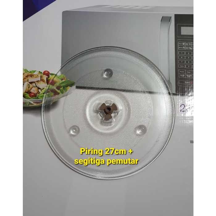 Microwave Piringan Kaca Microwave 27 Cm + Segitiga Putar - Piring Kaca Microwave