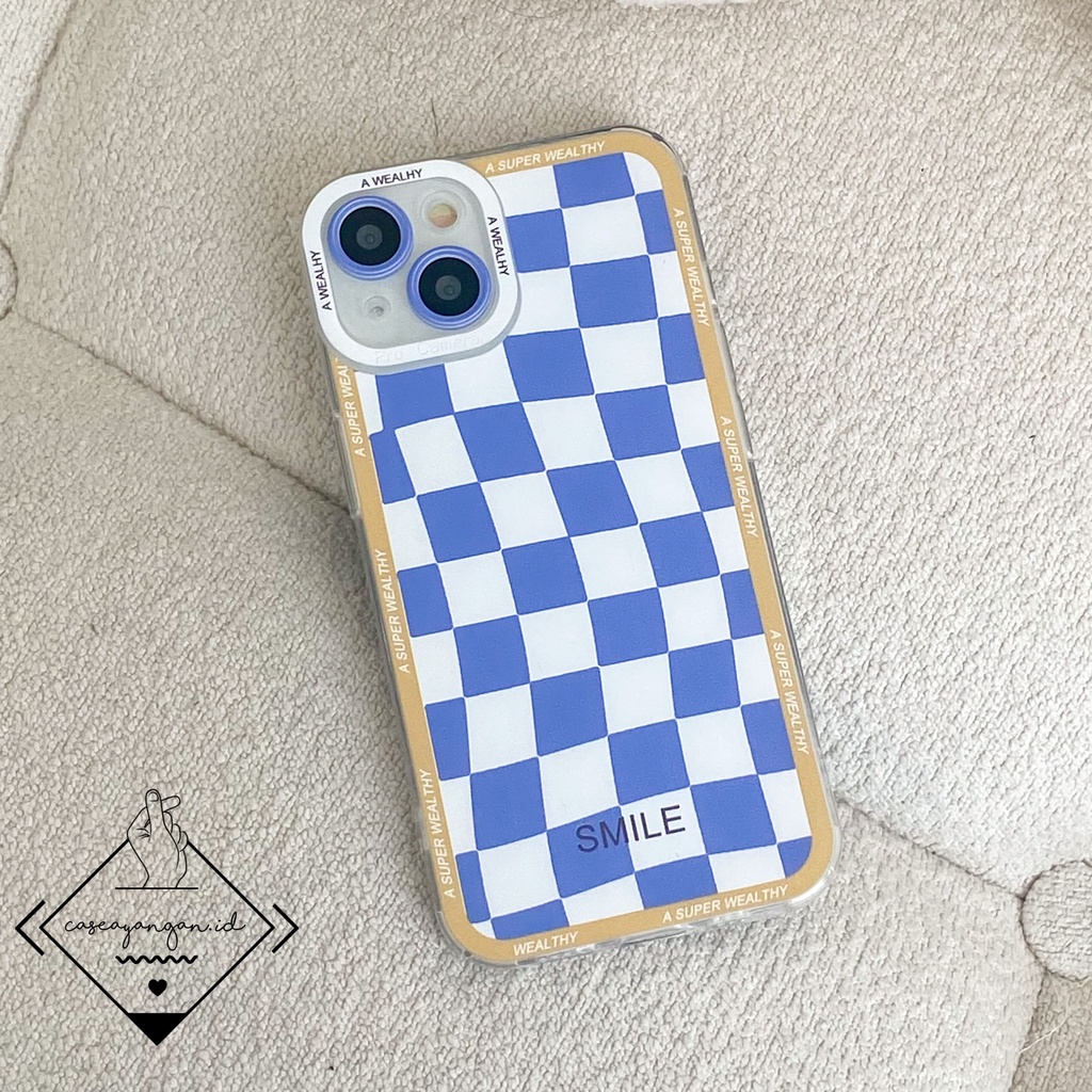 Blue Smile Checkered for VIVO Case Y11 Y12 Y15 Y17 Y3 Y12S Y20 Y20S Y11S Y12A Y20A Y91C Y91i Y1S Y91