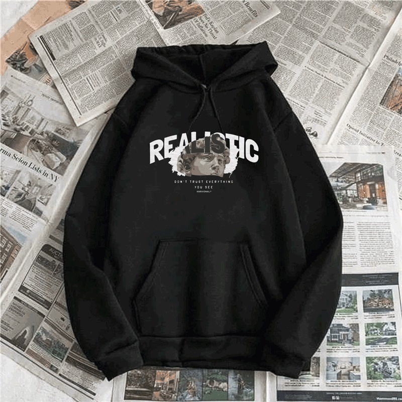 Parisdivarious Sweater Hoodie Jemper Realistic Bahan Fleece Size S - XXL (Pria &amp; Wanita)