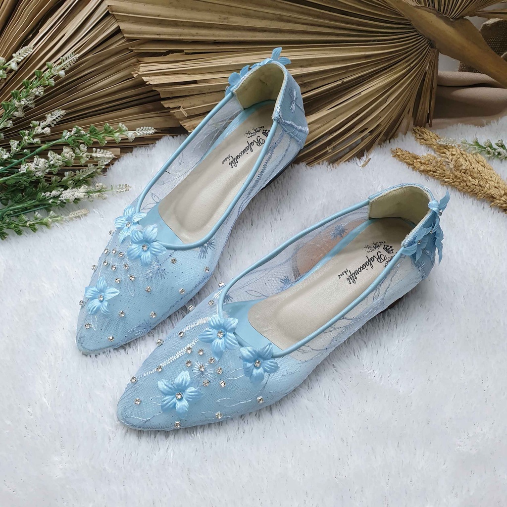 weeding flatshoes maisa babyblue cantik 1cm