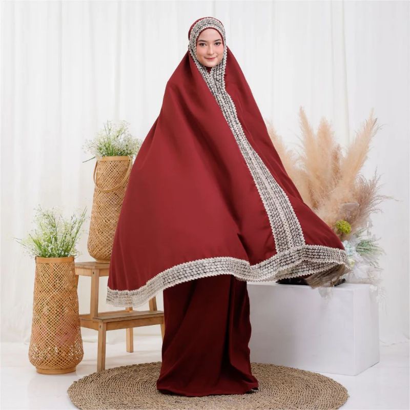 MIKENA ZEANATA MAROON - MUKENA HESTI