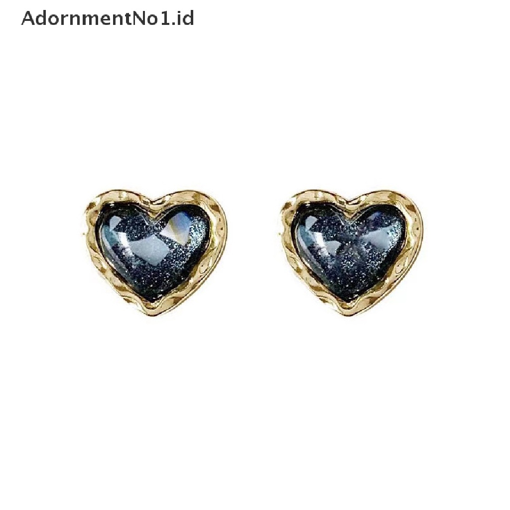 [AdornmentNo1] 1pasang Anting Pejantan Hati Manis Halus Berbingkai Emas Mini Ear Studs Trendi Kuku Telinga Untuk Wanita Gadis Hadiah Perhiasan Pernikahan [ID]