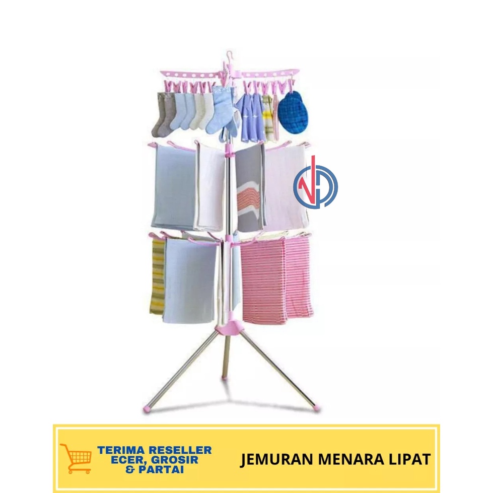 JEMURAN MENARA LIPAT JEMURAN BAJU MODEL MENARA SUSUN JEMURAN PAKAIAN FREE PACKING BUBBLE VD