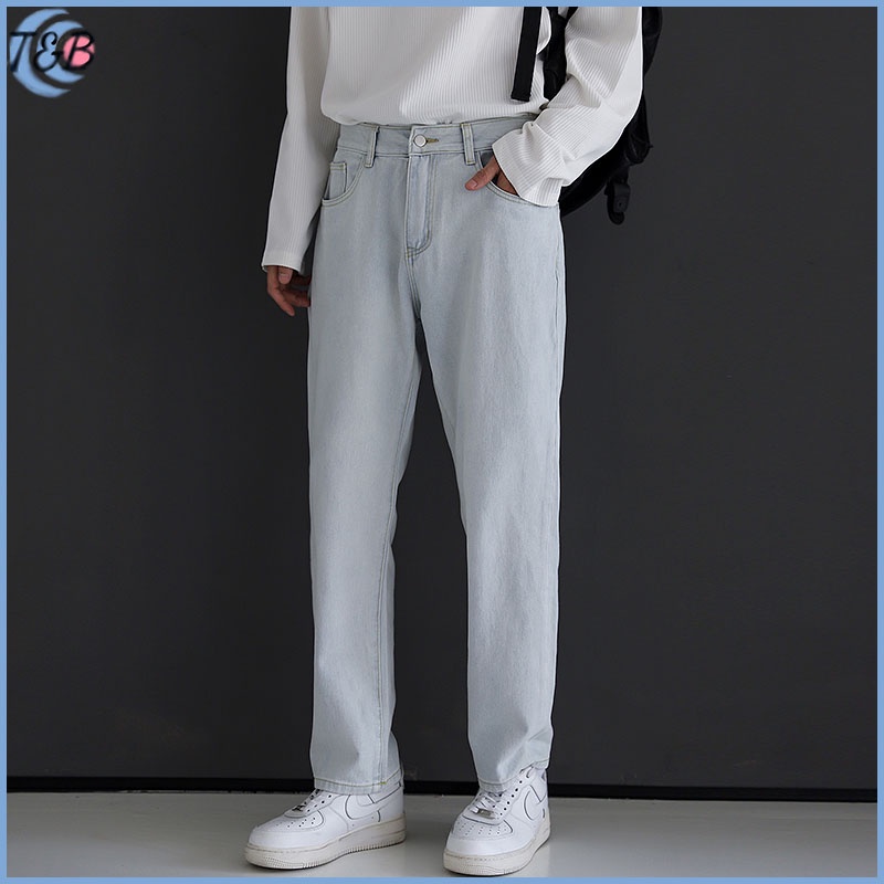 Celana jeans pria celana panjang pria jeans korean style straight baggy pants  celana kulot cowok celana gombrang premium