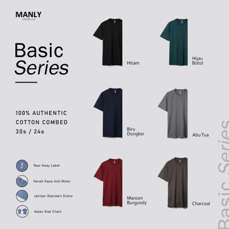 ( S, XXL, 3XL ) Kaos Polos Lengan Pendek Premium Cotton Combed 30s