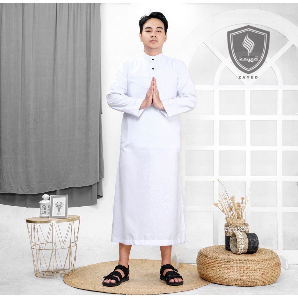 Gamis Jubah Pria Muslim Gamis Jubah Pria Lengan Pendek Motif emboss model haramain al noor ikaf