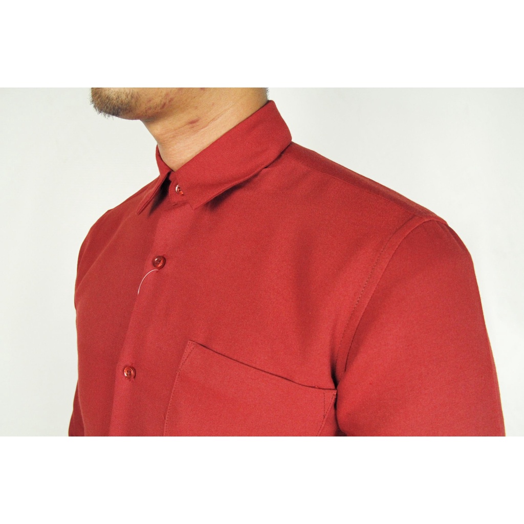 Kemeja Kerja Pria Formal STANLEY ADAMS Slim Fit Lengan Panjang Merah Bata Polos 08 | Pakaian Formal Pria 100% Original Brand Matahari