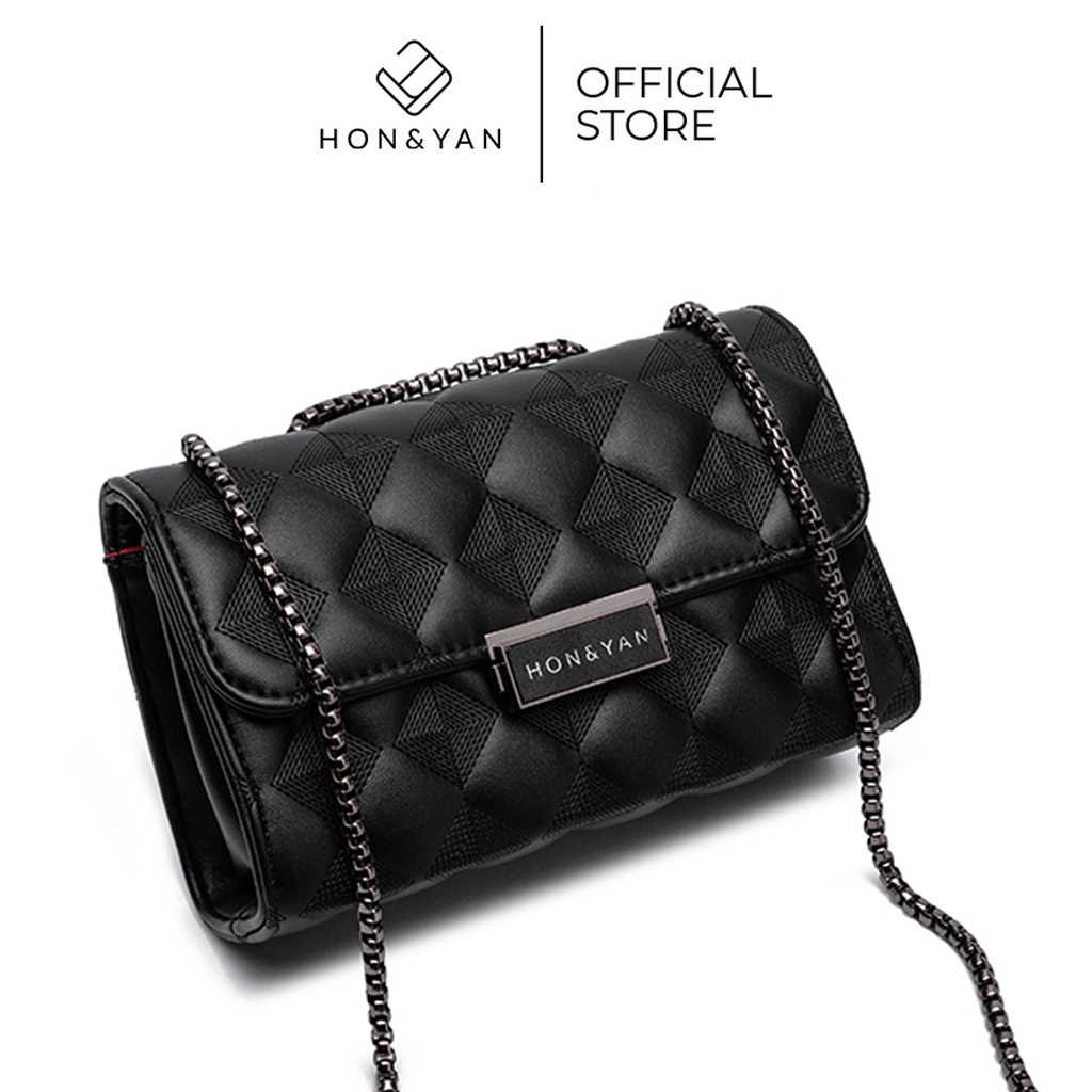 (Aii.beauty) [HONYAN] Tas Selempang Wanita Import Terbaru Promo Sling Bag Tali Rantai Warna Hitam Or