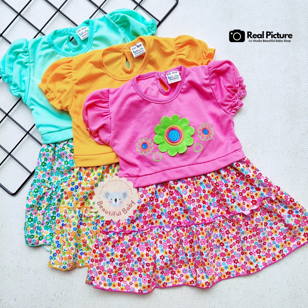 Baby.ou - Dress Bayi Perempuan Motif Bunga Matahari / Rok Baju Bayi Perempuan  Merk Rifky / Baju Bayi Perempuan