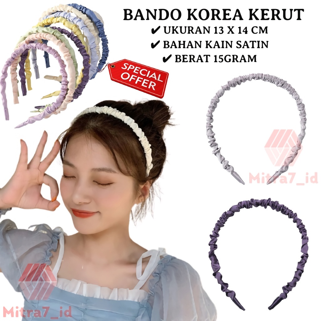 [M7] BANDO BANDANA SCRUNCHIE SATIN / BANDO AKSESORIS RAMBUT WANITA / HEADBAND GAYA KOREA