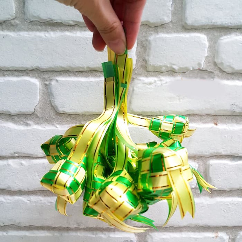 

ketupat pita hijau gold isi 12 / ketupat pita parcel lebaran / hiasan / aksesoris idul fitri / hiasan lebaran