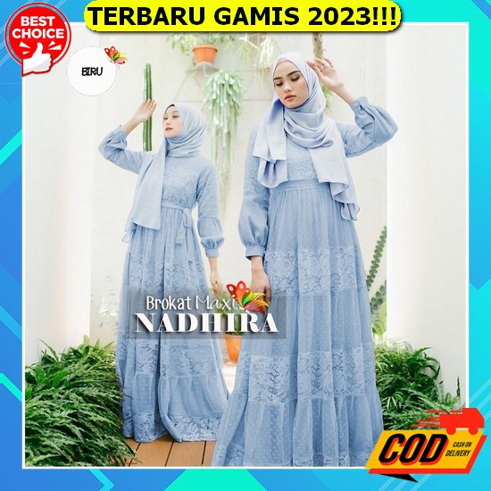 Edrea Dress Baju Wanita Dewasa Bahan Ceruty Babydoll Mix Bordir Gamis Ibu Ibu Model Terbaru Lebaran 