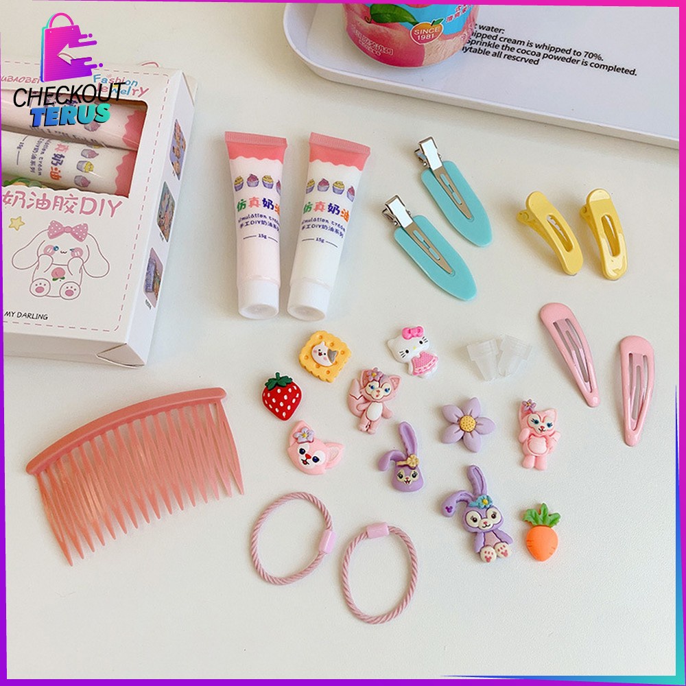 CT C776 Jepit Rambut DIY Set With Clay Decorating Menghias Karet Aksesoris Rambut Anak Hair Pin Korean Style Import