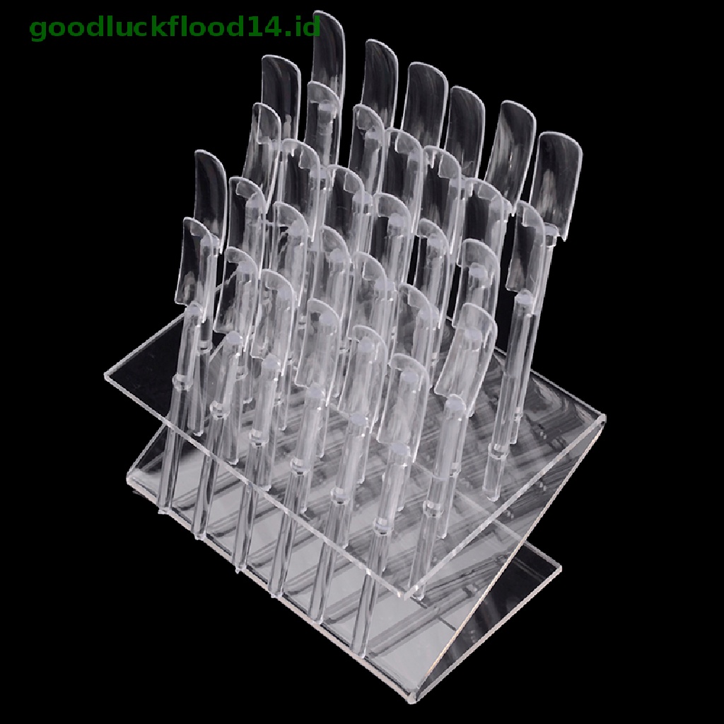 [GOOGFOUR] 32pcs Tips Stik Nail Art Clear Tips Display Stand Alat Pelatihan Kutek [TOP]