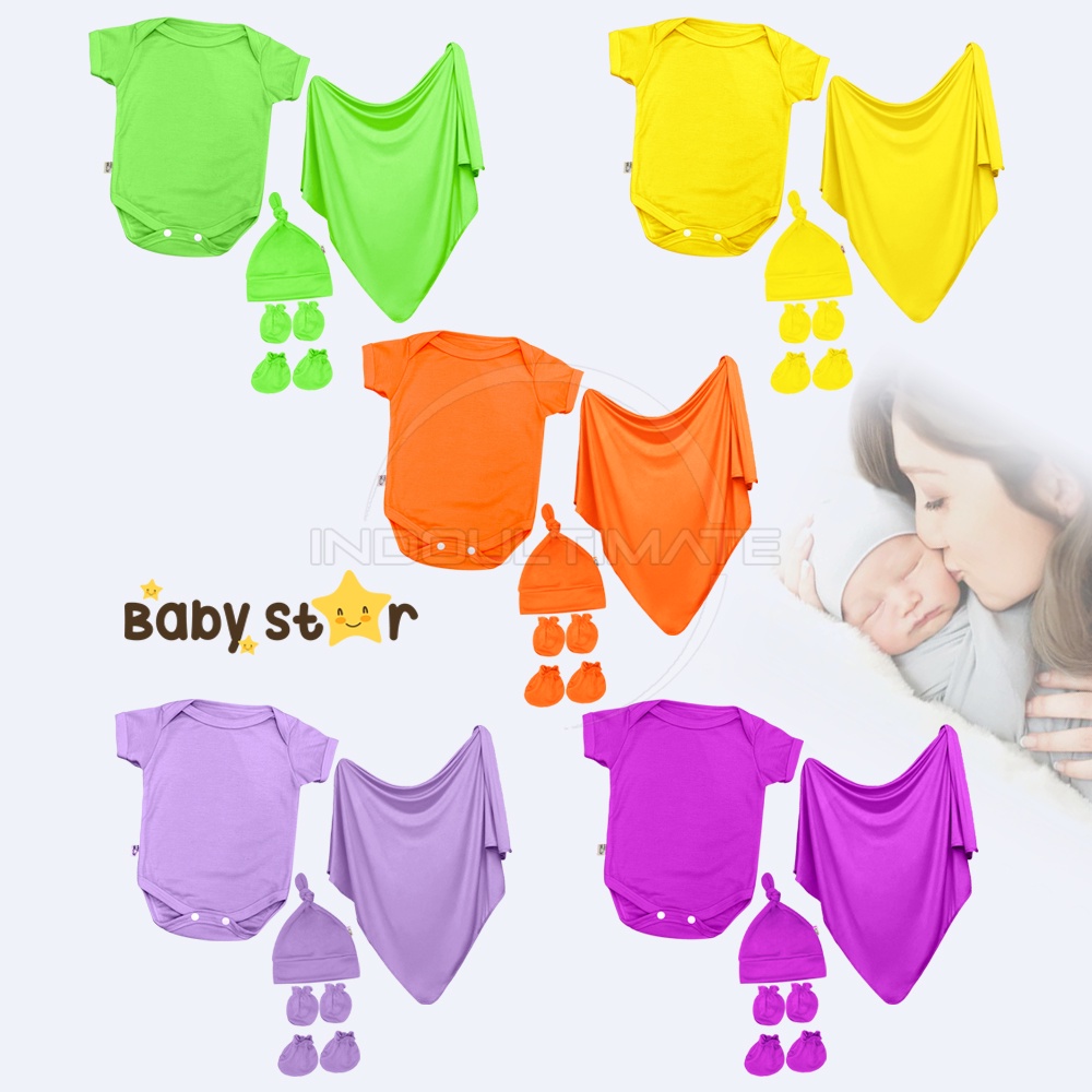 5in1 Paket Set Newborn BABY STAR Paket Baju Bayi Baru Lahir Paket Bedong Paket Newborn Lengkap Sarung Tangan + Sarung Kaki Paket Set Bayi Laki laki Perempuan Paket Hemat Paket Lengkap Murah Perlengkapan Bayi Baru Lahir BCS-2296JT