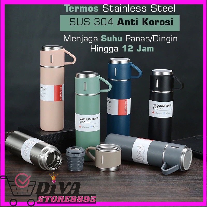 TERMOS VACUM CUP FLASK GIFT BOX HAMPERS 500ml//TUMBLER BOTOL MINUM SET SULTAN DIVA STORE