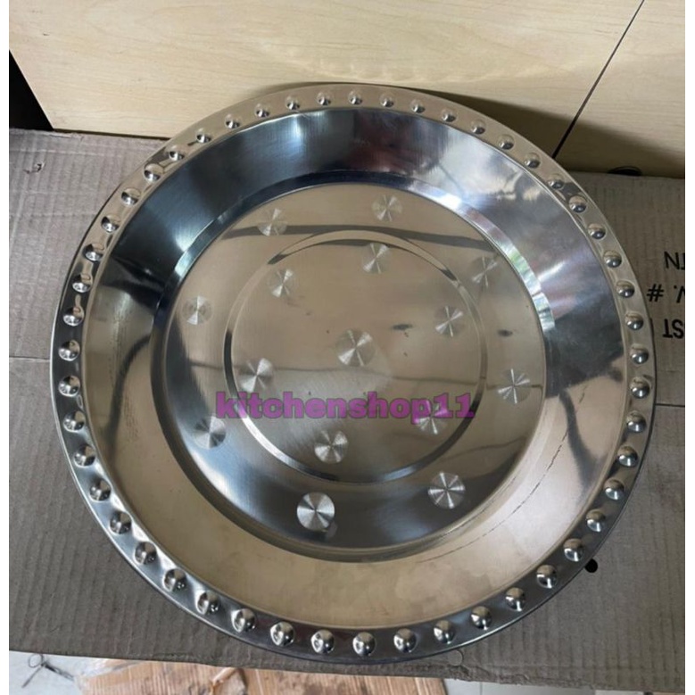 piring buah stainless / fruit dish stainless / nampan buah / wadah tempat buah bulat stainless 32cm