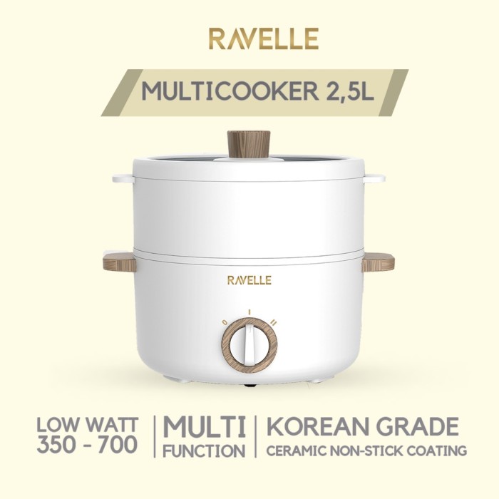 Ravelle Multi Cooker 2,5L Panci Steamer Kukusan Listrik RMC25A