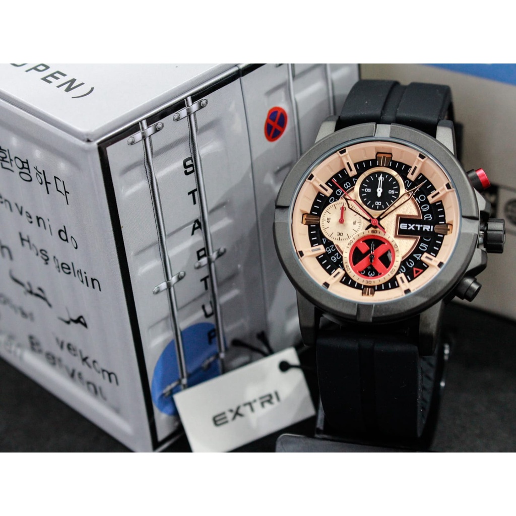 Jam Tangan Pria Extri X6064 Original Chronograph Aktif Include Box