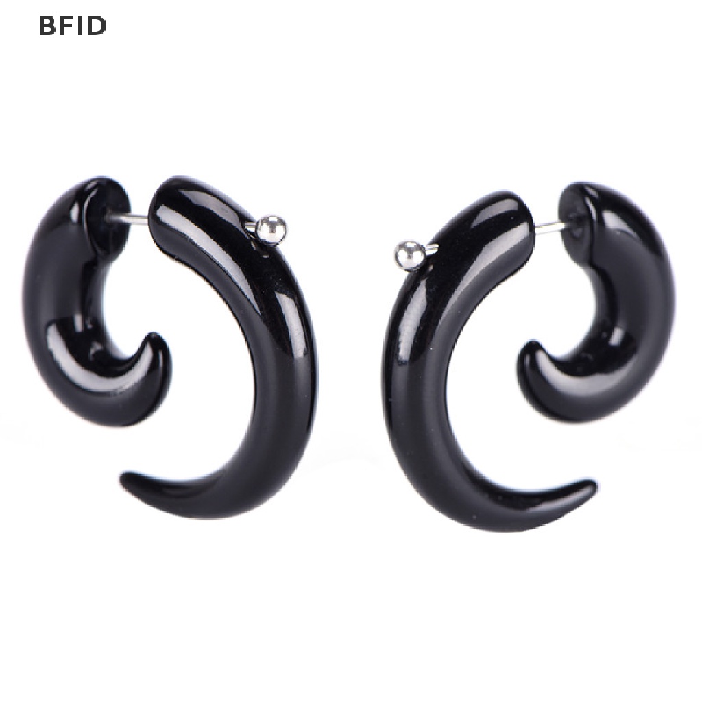 [BFID] Gothic Wanita Pria Punk Hitam Akrilik Siput Stud Earrings Perhiasan Telinga [ID]